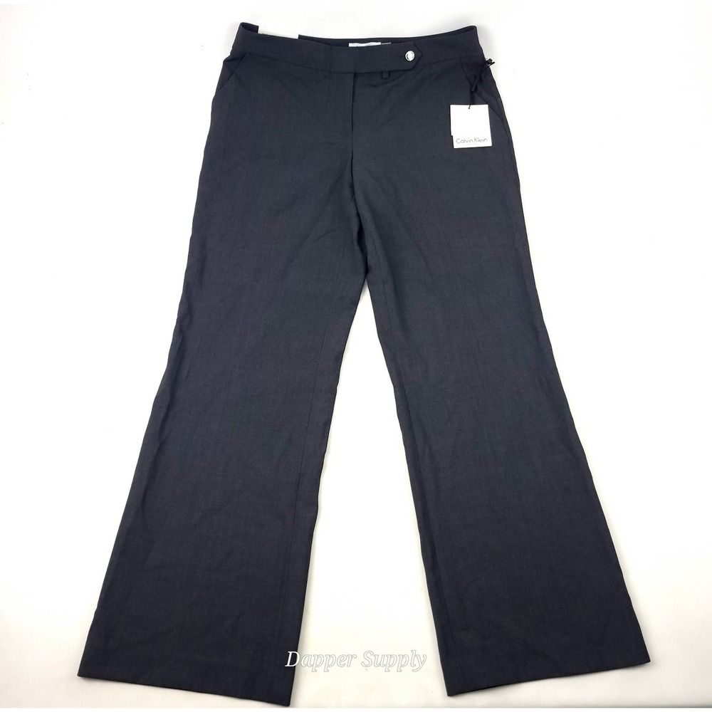 Calvin Klein Pants Womens 8p Classic Fit Wide Leg Mid Rise Career Trouser